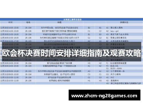 欧会杯决赛时间安排详细指南及观赛攻略